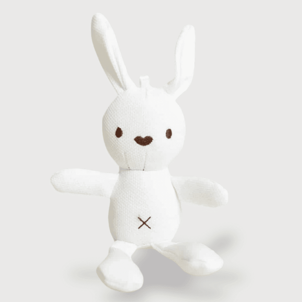 Doudou Mini Lapin Blanc 10 cm : Doudou lapin minimaliste blanc, design simple et doux.