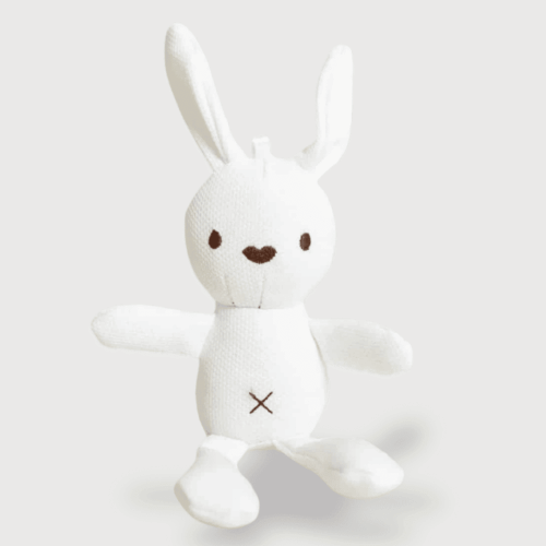 Doudou Mini Lapin Blanc 10 cm : Doudou lapin minimaliste blanc, design simple et doux.