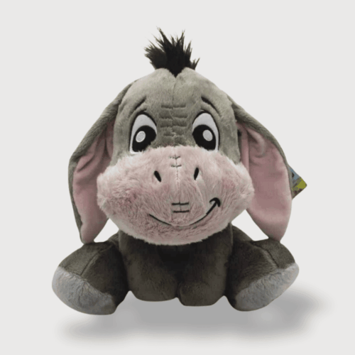 Doudou Bourriquet pour Enfant : Doudou Bourriquet gris avec oreilles tombantes, joues roses et un sourire attachant.