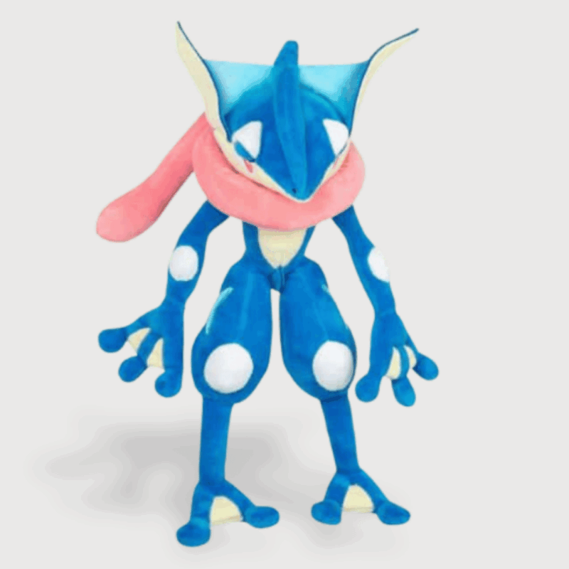 Doudou Bleu Amphinobi : Doudou Amphinobi Pokémon bleu avec une écharpe rose.