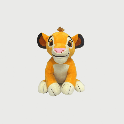 Doudou Simba Le Roi Lion 30 cm assis fièrement, regard pétillant, crinière naissante.