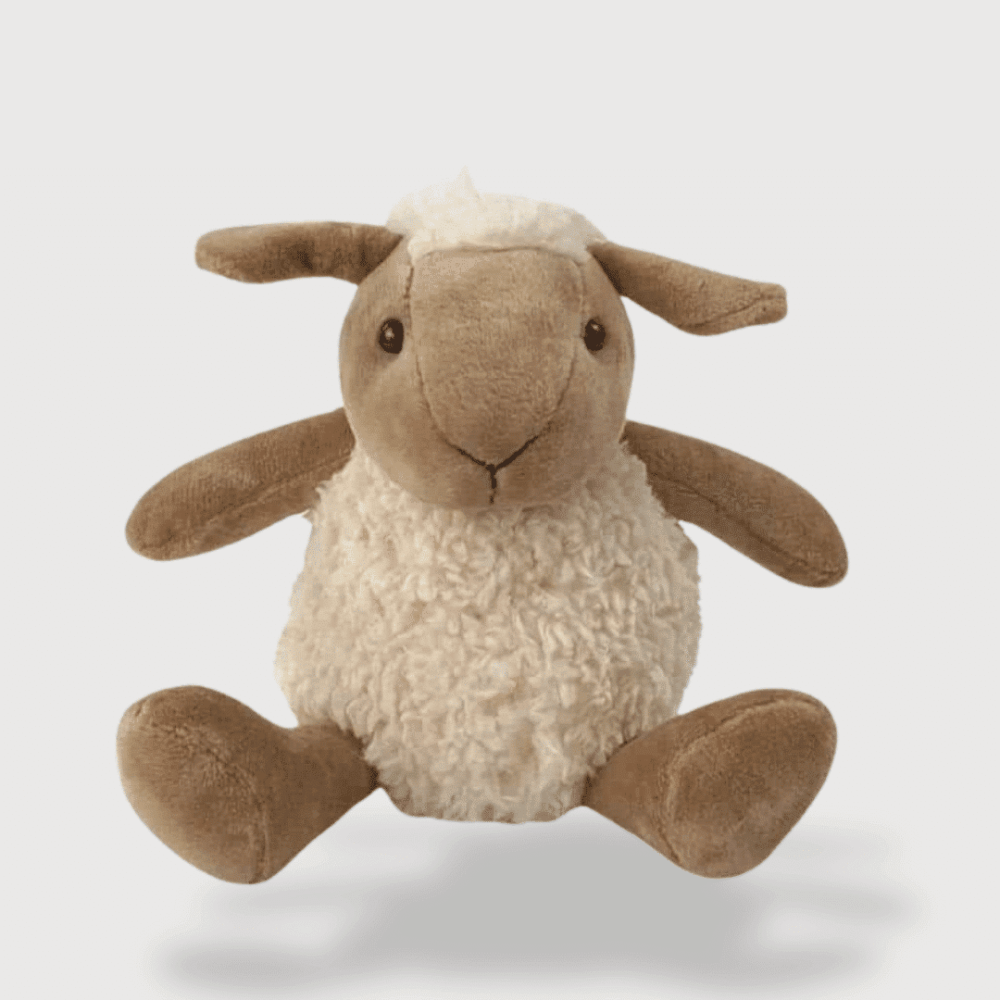 Doudou Mouton Mignon 20 cm : Petit doudou mouton beige assis, avec un pelage doux et une expression attendrissante.