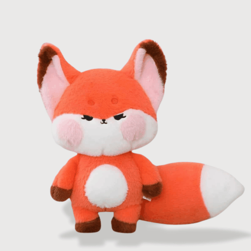 Doudou Gros Renard Original 100 cm au pelage roux, oreilles pointues, file volumineuse et regard malicieux.