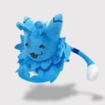Doudou Bleu Govale Pi : Doudou bleu avec une crinière et une queue blanche en peluche.