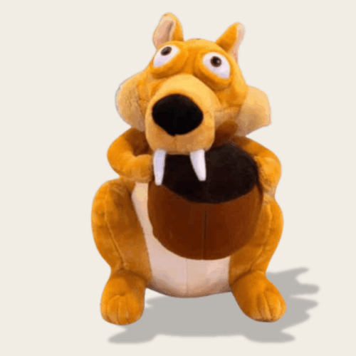 Doudou Disney Scrat L'Âge de Glace : Doudou écureuil mignon tenant une glande, idéale pour les enfants.