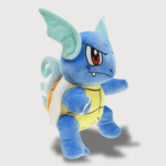 Doudou Pokemon Carabaffe : Un doudou Carabaffe bleu avec une carapace beige, des oreilles pointues et un regard féroce.