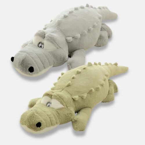 Peluche Crocodile Géant gris et vert de 90 cm, peluche crocodile