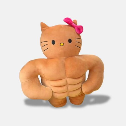 Peluche Hello Kitty Musclé de 45 cm, peluche marron hello kitty musclé