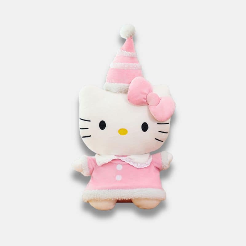 Peluche Hello Kitty avec Chapeau Rose de 28 cm, mini pluche hello kitty avec chapeau de noel rose