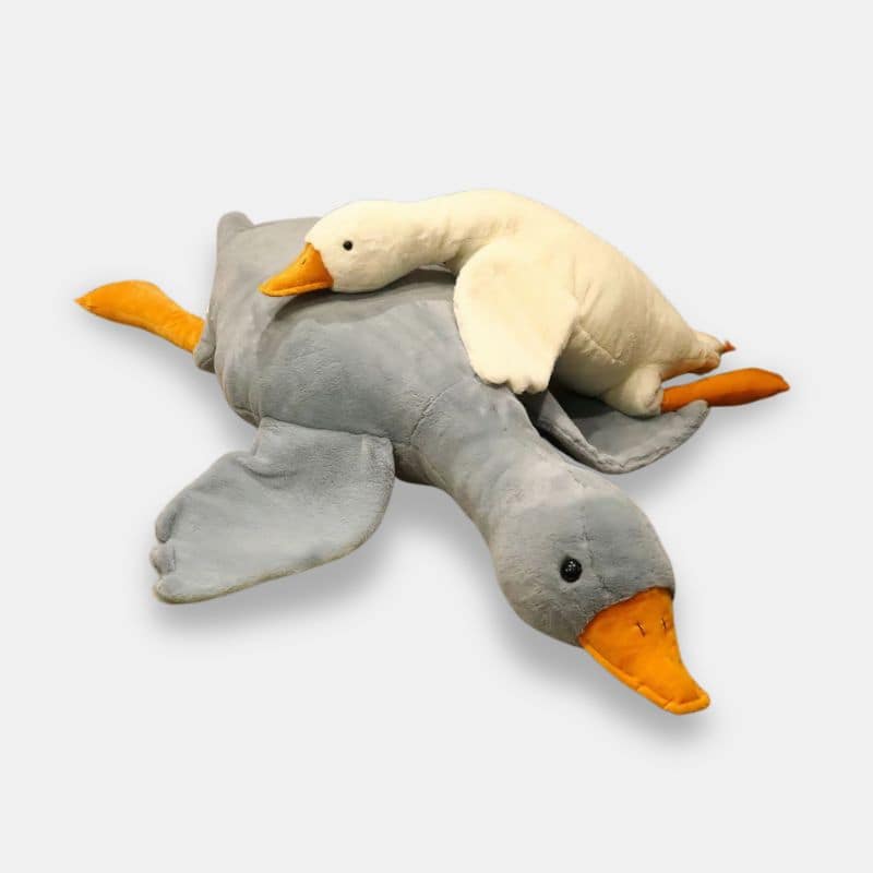Doudou Peluche XXL Canard, peluche geant canard gris et blanc