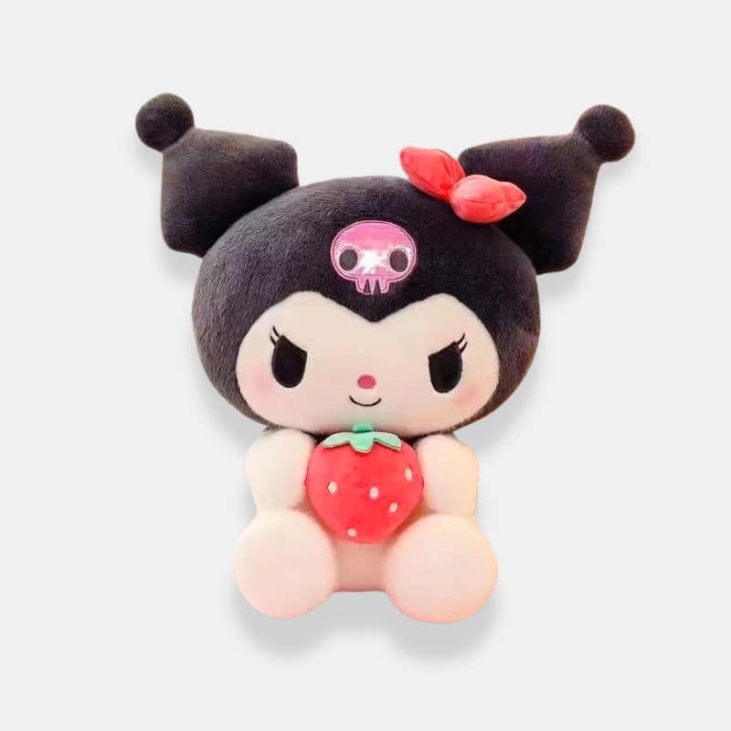 Doudou Kuromi avec Fraise, doudou disney kuromi portant une fraise
