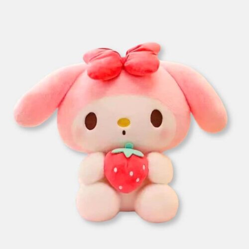 Doudou My Melody avec Fraise, doudou my melody rose tenant une fraise
