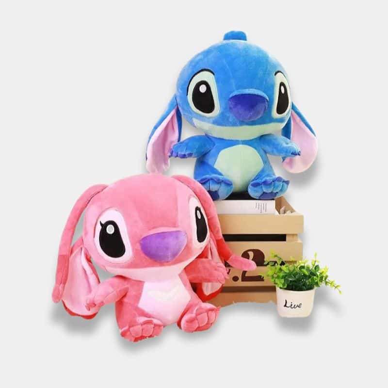 Doudou Stitch Kawaii Géant, doudou stitch bleu et rose qui s'asssoie