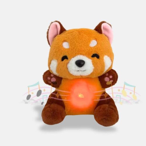 1Doudou Panda Marron Musical de 28 cm, doudou respire, peluche marron musical