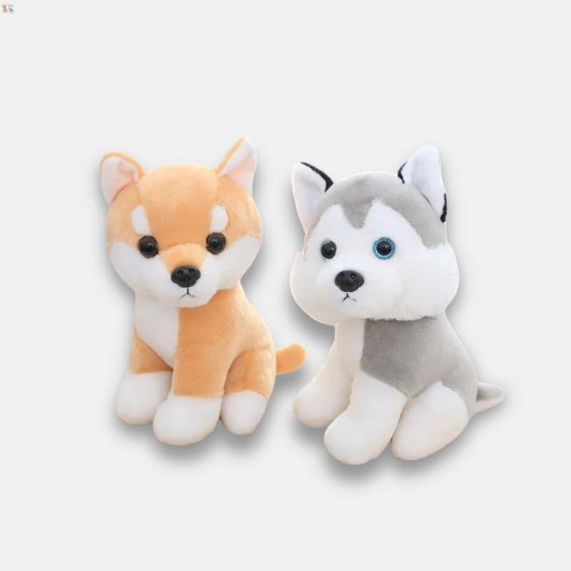 Peluche Chien Husky Ultra-Doux marron et gris