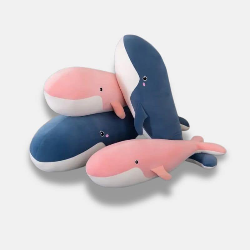 Peluche Baleine Ultra-Doux rose et bleu, peluche baleine géant et petit de couleur rose et bleue