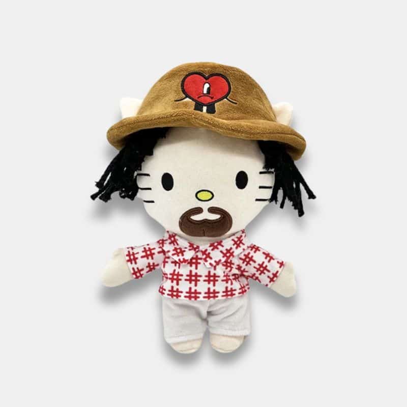 Peluche Hello Kitty Bad Bunny de 28 cm, mini peluche hello kitty déguisé en bad bunny