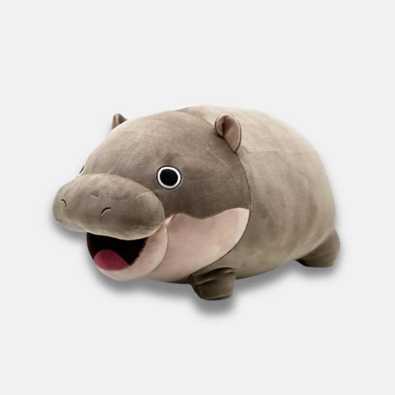 Peluche Hippopotame Adorable Souriant, peluche hippo gris