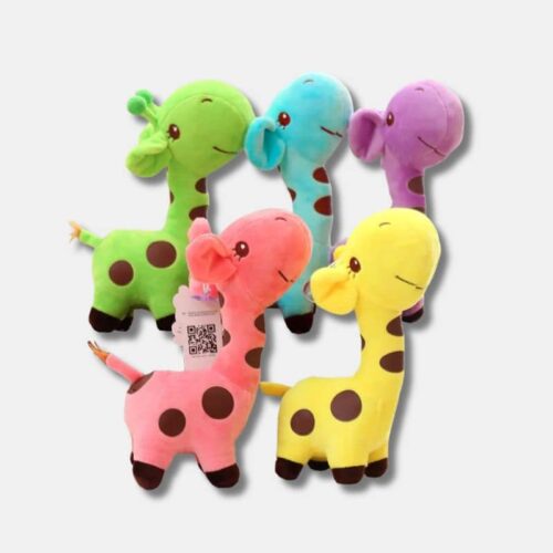 Peluche Girafe Mini Adorable de 18 cm de couleur verte, bleue, violet, rose, et jaune