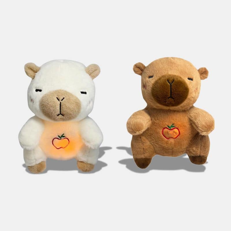 Peluche Qui Respire Capybara, peluche capybara musicale, peluche respirant de couleur blanc et marron