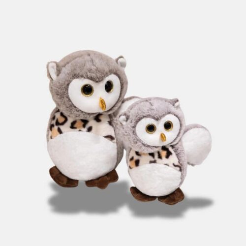 Peluche Hibou Adorable de 2 tailles différents: 20 cm et 25 cm, mini peluche hibou gris et blanc