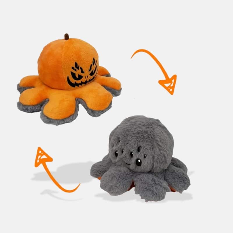 Peluche Halloween Citrouille Réversible de 20 cm, mini peluche réversible