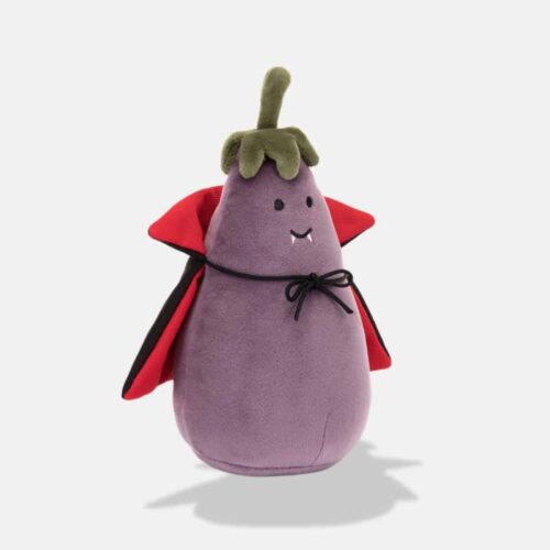 Peluche Halloween Aubergine Déguisée en Vampire de 20 cm, peluche aubergine, peluche aubergine vampire