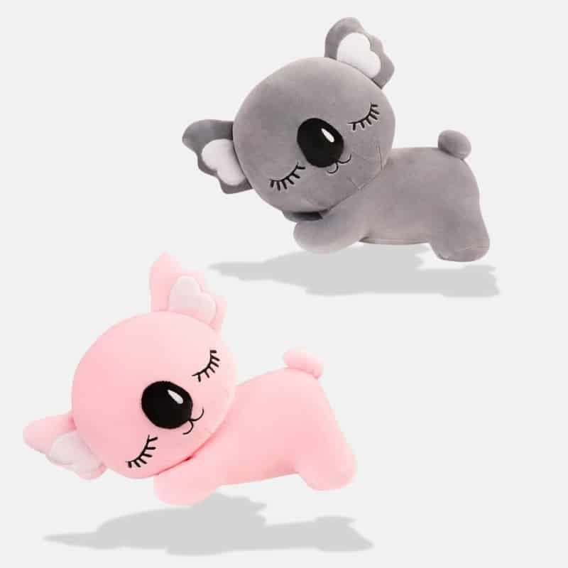 Peluche Koala Endormi gris et rose, peluche koala mignon