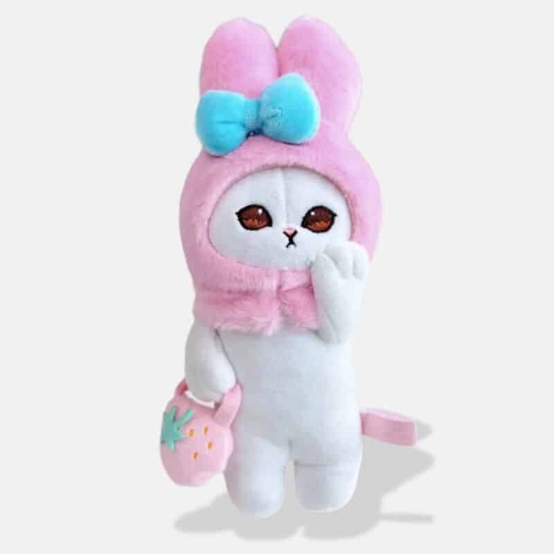 Peluche Chat Déguisé en My Melody de 45 cm, peluche chat en my melody
