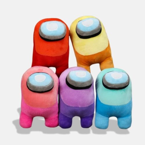 Peluche Among Us Adorable de couleur rouge, jaune, rose, violet et bleu