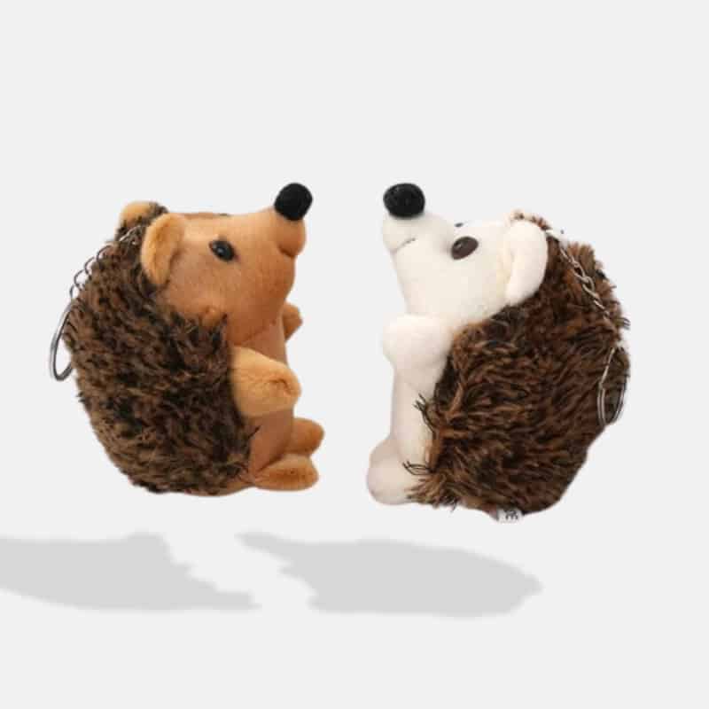 Peluche Hérisson Porte-Clés de 10 cm, mini peluche hérison blanc et marron