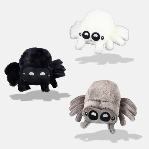 Peluche Halloween Araignée blanc, gris et noir, peluche mini arraignée