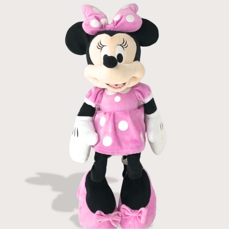 Peluche Disney Minnie Adorable de 35 cm, peluche disney minnie mouse avec robe rose pointilllé blanc
