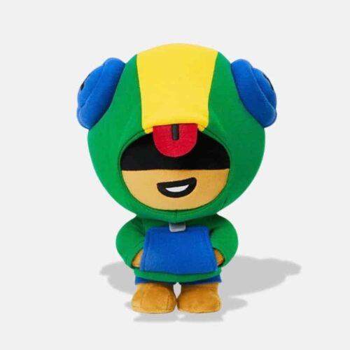 Peluche Brawl Stars Léon de 17 cm, peluche mini léon du brawl stars avec ses vêtements bleu, jaune et vert