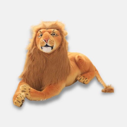 Peluche Lion Allongé Douce, peluche lion marron allongé sur terre