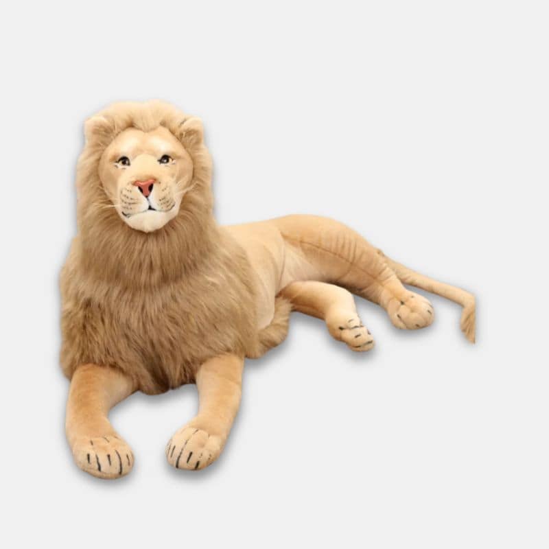 Peluche Lion Allongé sur terre, grande peluche lion
