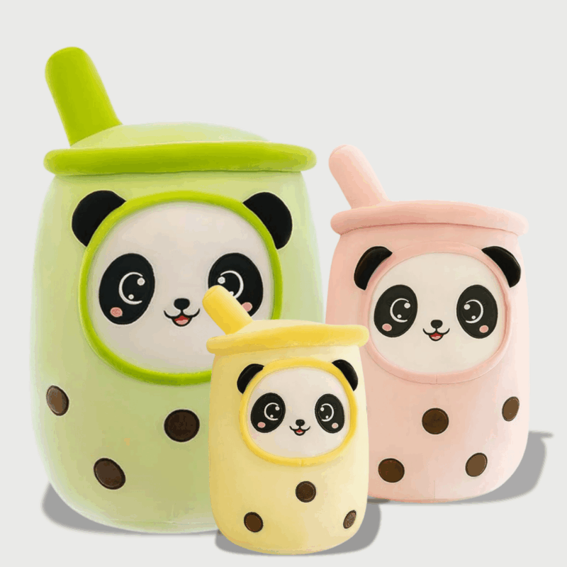 Peluche Bubble Tea Panda, Adorable panda déguisé en Bubble Tea.