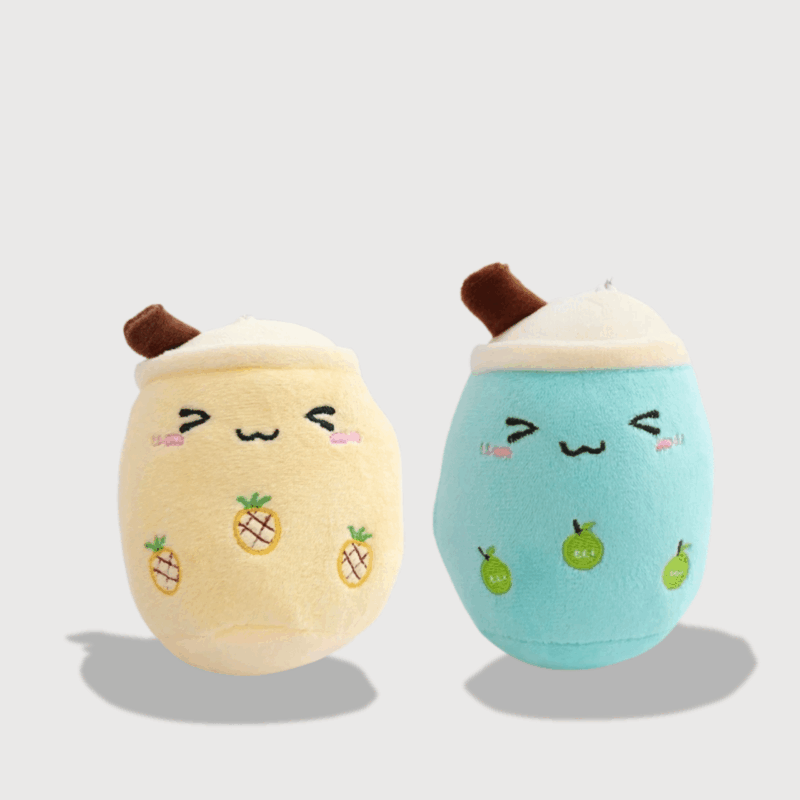 Peluche Bubble Tea Porte-Clés de 12cm, Peluche Bubble Tea avec dessins de Fruits