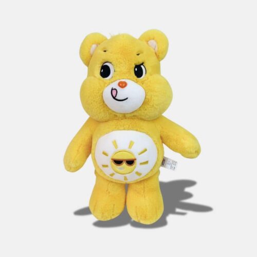 Peluche Bisounours Toutaquin Adorable jaune, peluche ours jaune, pekuche bisounours jaune avec un soleil sur le ventre