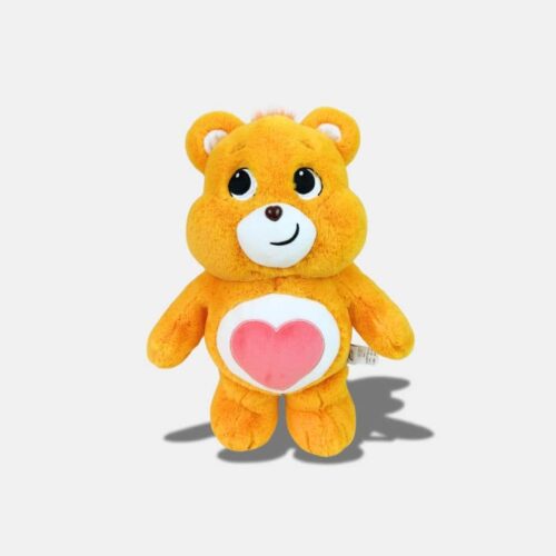 Peluche Bisounours Toubisou Adorable Orange avec un coeur rose sur le ventre, peluche ours orange, peluche bisounours orange