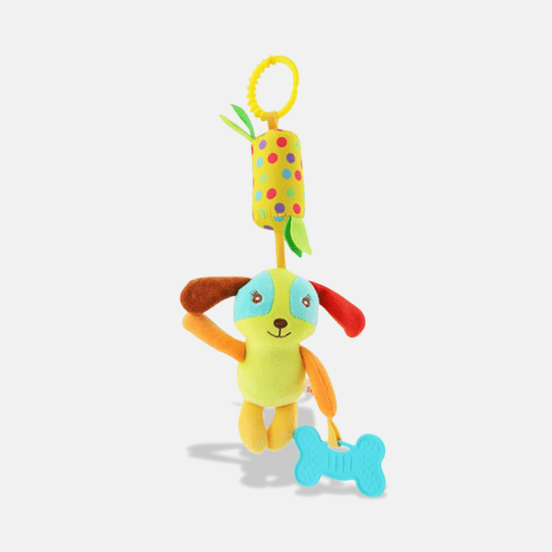 Peluche Musicale Clochette Chien Câlin, 38 cm, Peluche chien verte, Peluche Musicale