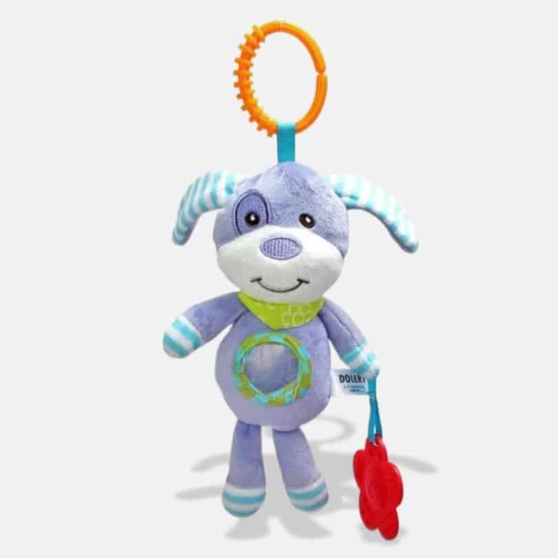 Peluche Musicale Clochette Chien, 26,5 cm, Peluche Chien Bleu, Peluche Musicale