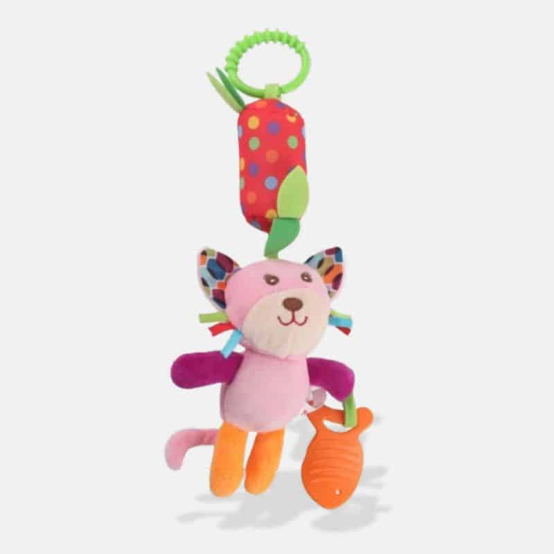 Peluche Musicale Clochette Chat, 38 cm, Peluche Chat Rose, Peluche Musicale