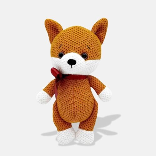 Peluche Tricot Renard de 16 cm, peluche renard, mini peluche renard en tricot