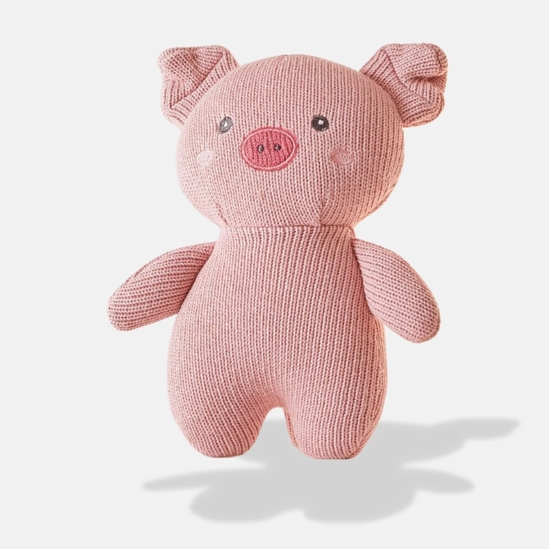 Peluche Tricot Cochon de 25 cm, mini peluche cochon en tricot
