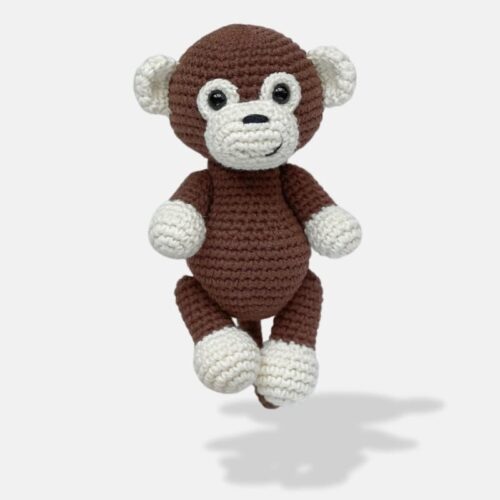 Peluche Tricot Singe de 11 cm, mini peluche singe en tricot