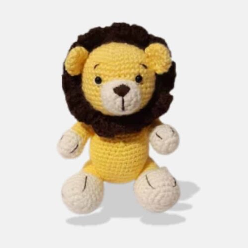 Peluche Tricot Lion de 12 cm, mini peluche lion en tricot