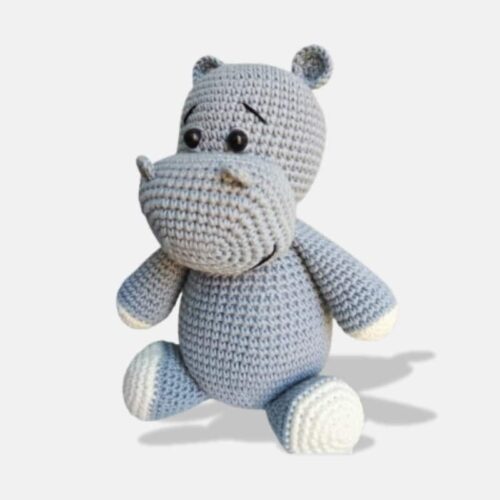 Peluche Tricot Hippopotame de 12 cm, mini peluche Hippopotame en tricot