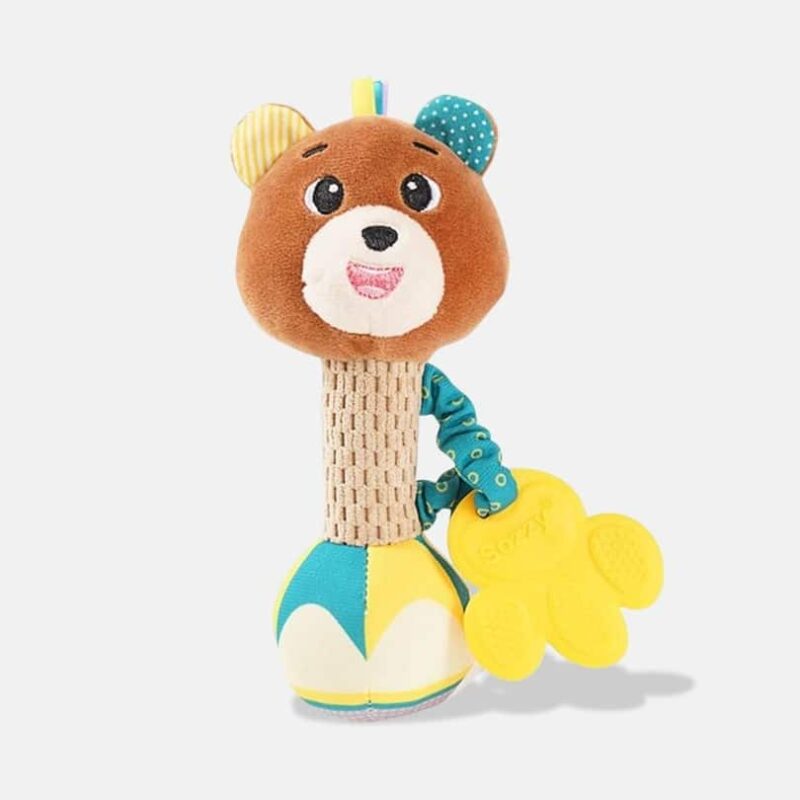 Peluche Musicale Hochet Ours, 18 cm, Peluche Ours Marron, Peluche Musicale