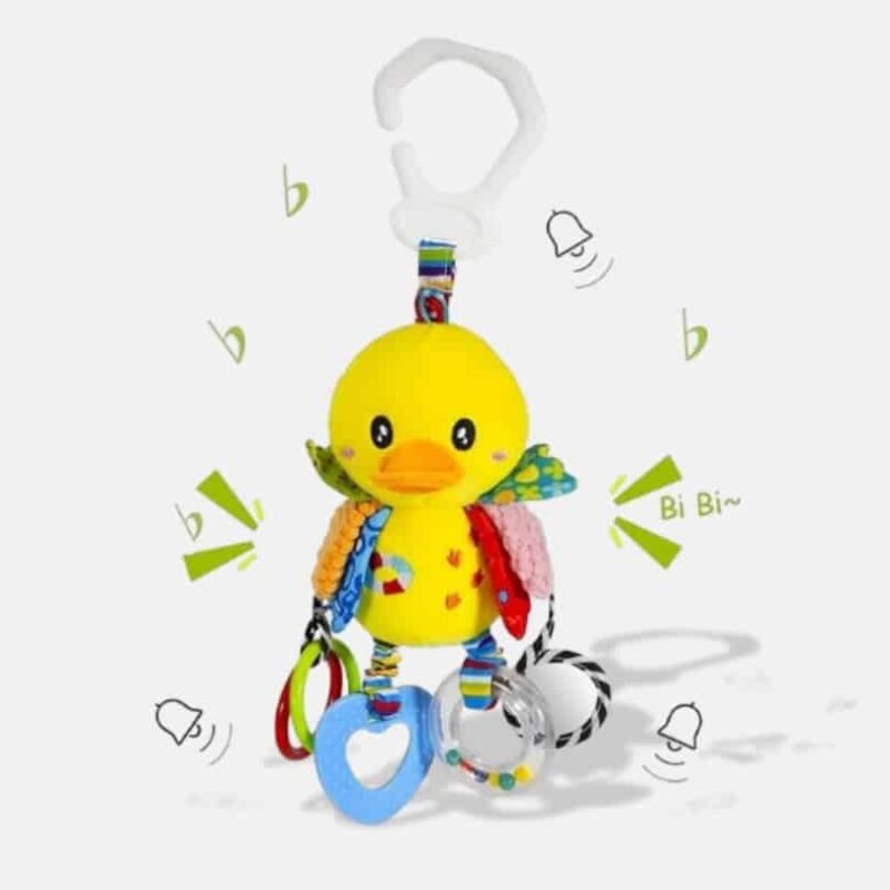 Peluche Musicale Clochette Canard, 25 cm, Peluche Canard Jaune, Peluche Musicale